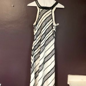 Adrianna Papell white and black halter gown